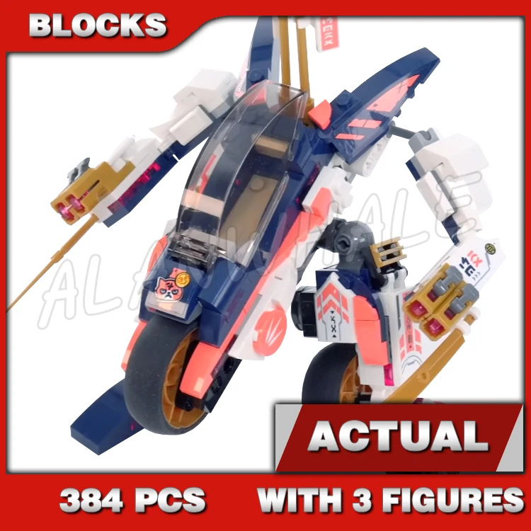 

384pcs Shinobi Dragons Rising 2in1 Sora's Transforming Mech Bike Racer Motorbike 1792 Building Blocks Toy Compatible With Model