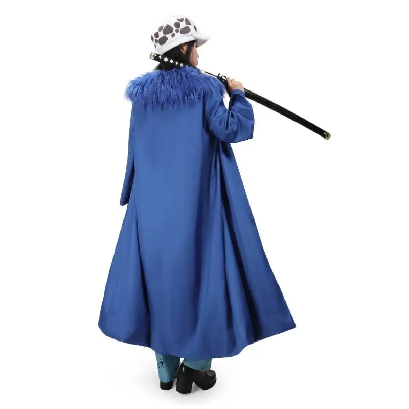 WENAM Anime Law Cosplay Costume Female Blue Woolen Collar Cloak Cape Uniform Full Set Adult Woman Halloween Carnival Suit