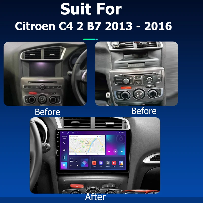 Android Car Radio GPS Navigation Multimedia Video Player For Citroen C4 2 B7 2013 - 2016 Stereo Tape Recorder Screen Head Unit