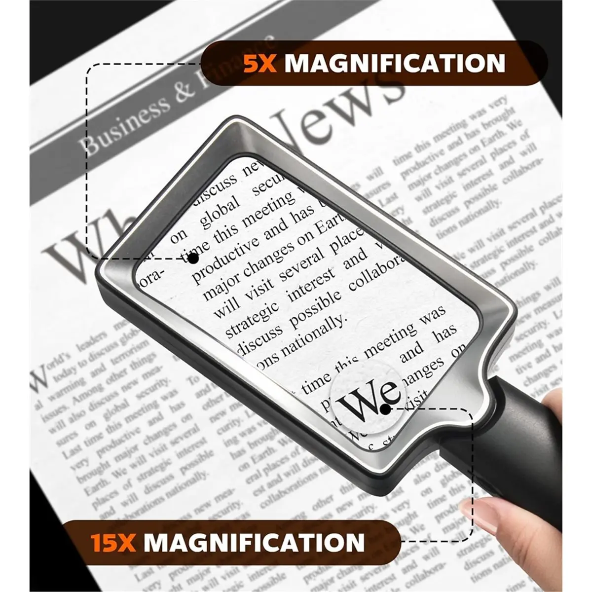 Magnifying Glass with Light -2X 8X Lighted Magnifier with 20 LED,Large Handheld Magnifying Glasses Rectangle Magnifier