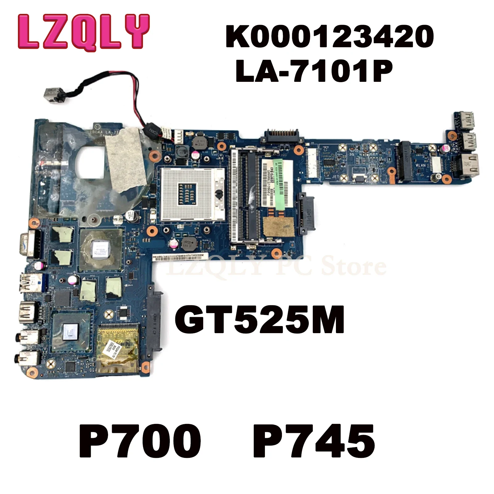 

LZQLY For Toshiba Satellite P700 P745 PBQAA LA-7101P K000123420 Laptop Motherboard HM65 DDR3 GT525M GPU Full Test Main Board