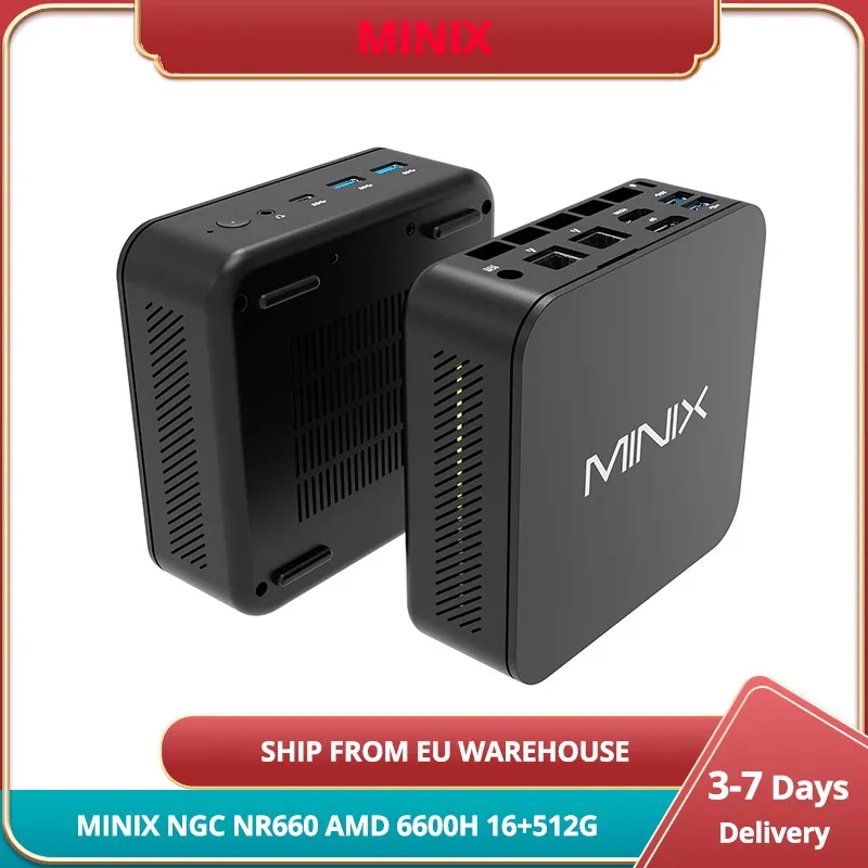 MINIX NGC NR660 Mini PC AMD Ryzen 5 6600H Cores Max 4,5 GHz, 16 GB RAM 512 GB SSD, HDMI + USB-C 4K @ 60 Hz Potrójny wyświetlacz WiFi 6E BT 5.2