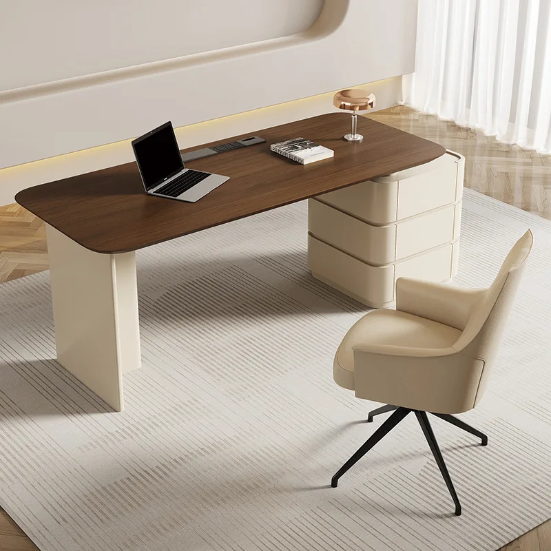 

Desk, creamy style, retro home study, writing desk, light luxury minimalist desk, all-solid wood beauty salon consultation desk