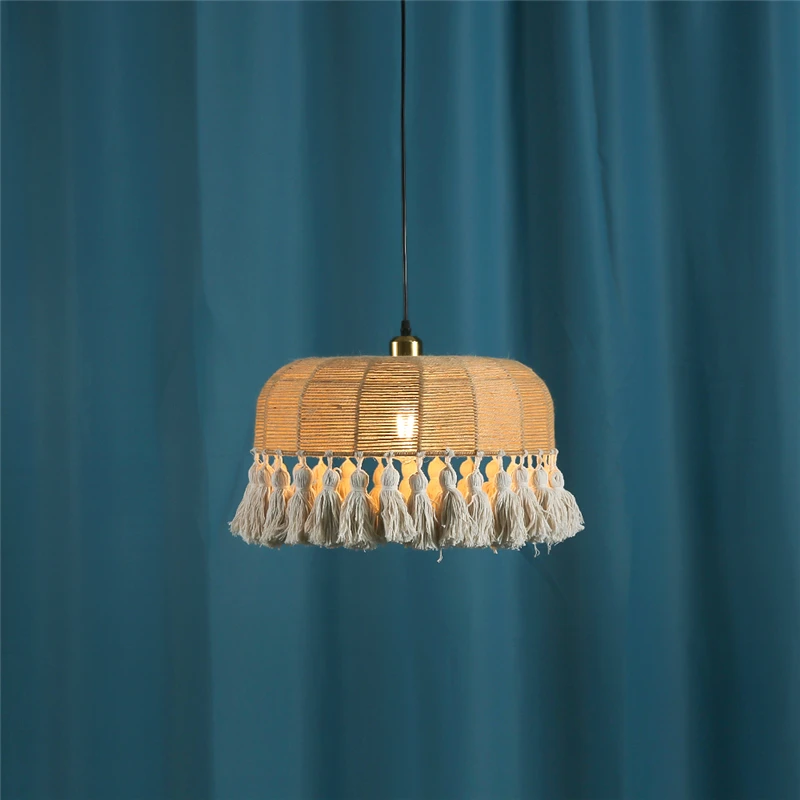 

Japanese Style Chandeliers Pure Handmade Weaving Hemp Rope Hanging Lamp LED Living Room Loft Twine Home Decor Lighting Fixtures