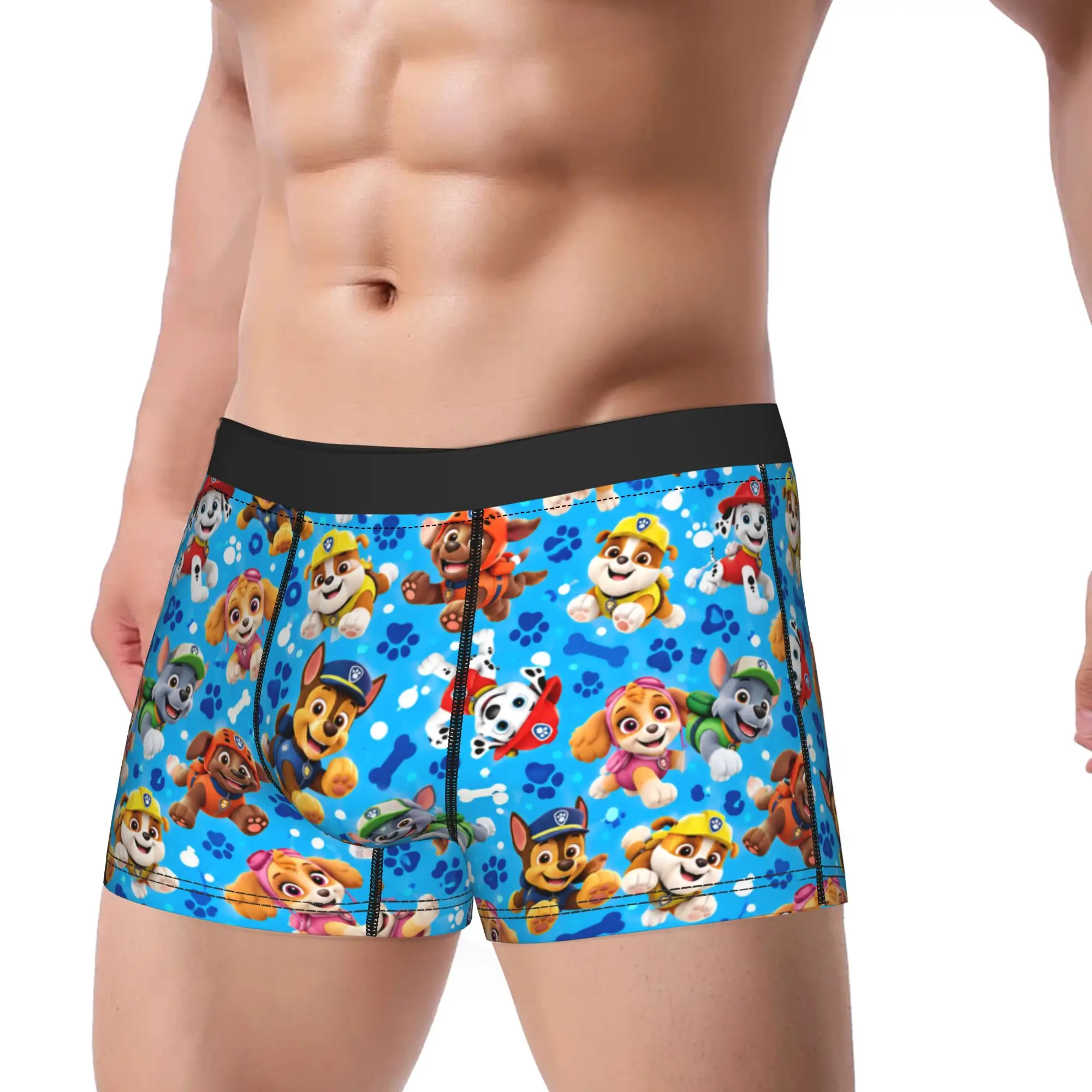 Paw Dogs Blue Paw Print Puppy Pack Art Underwear  Males Shorts Briefs Breathable Trunk Hot Sale Custom Plus Size Panties