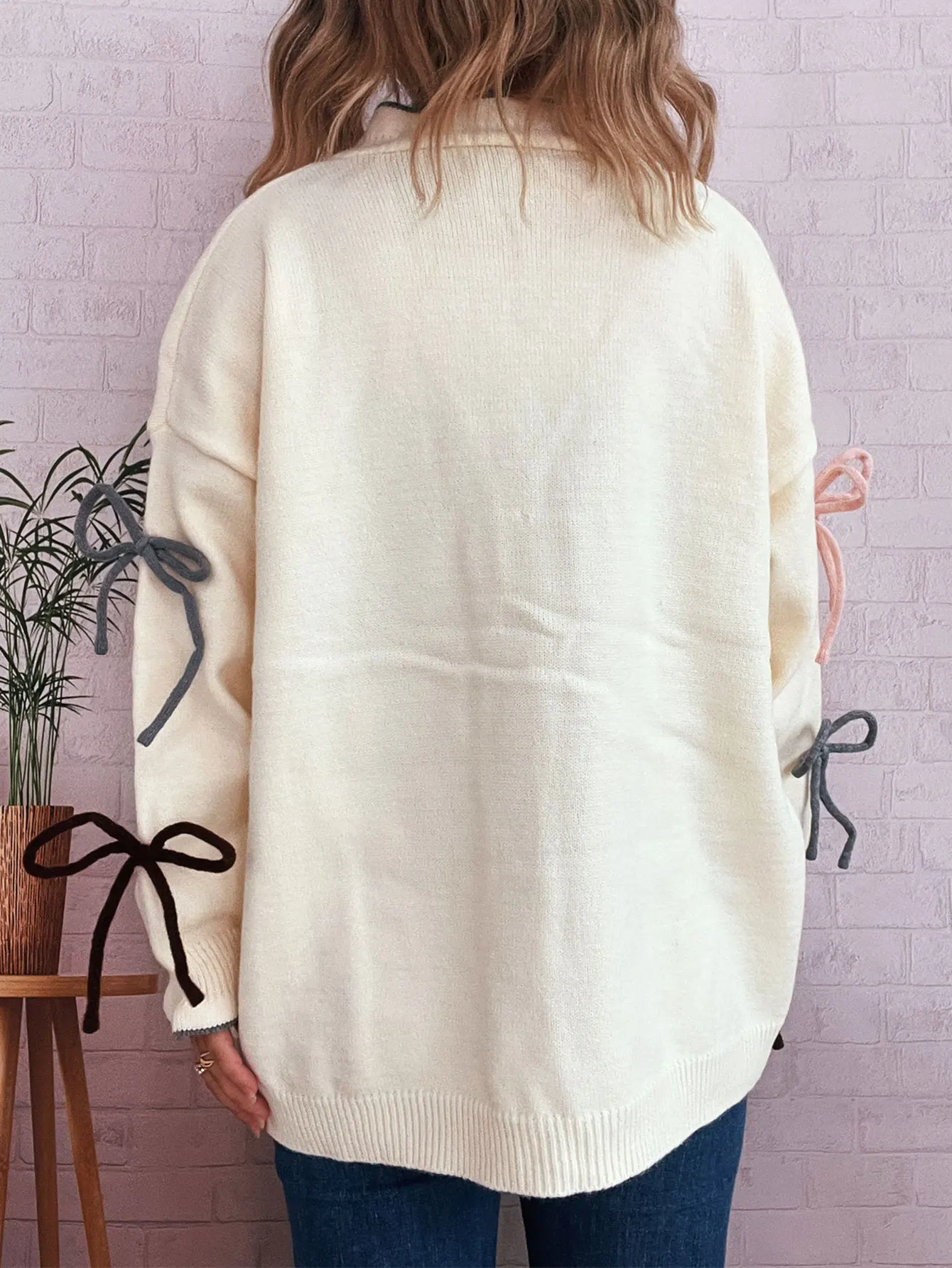 긴 소매 라운드 넥 가디건 가을 겨울 옷 버튼 장식 루즈핏 출퇴근 스타일 여성 오픈 프론트 니트웨어