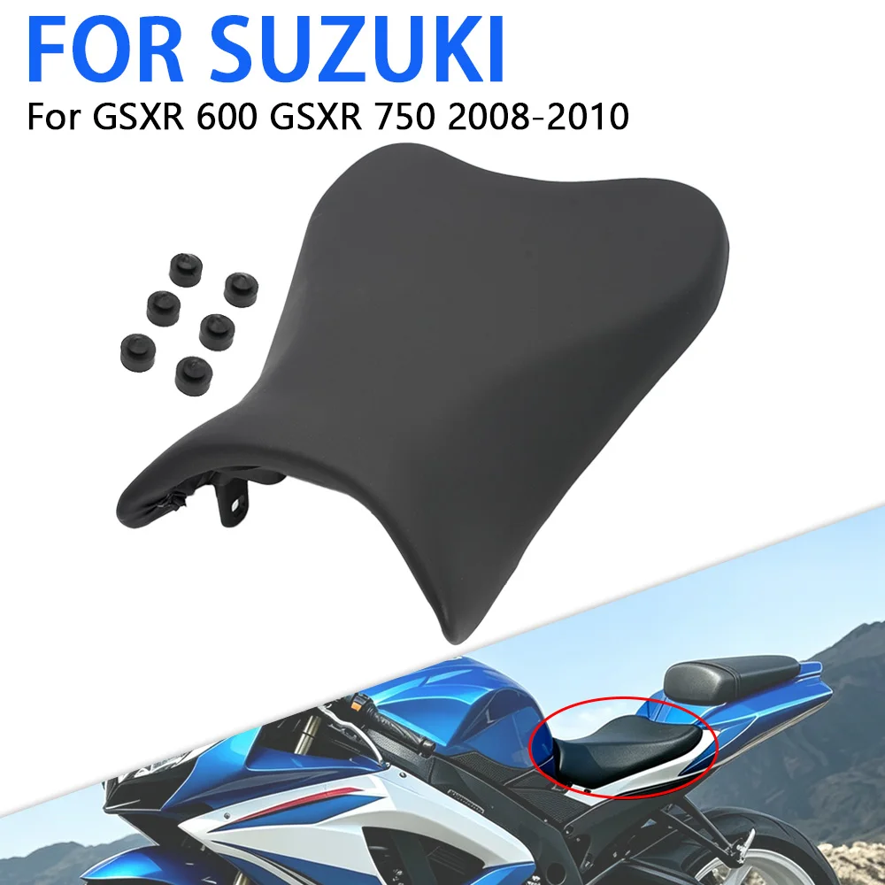 Front Driver Seat Cushion Black For Suzuki GSXR 600 GSXR 750 2008-2010 Motorcycle Rider Seat PU Leather
