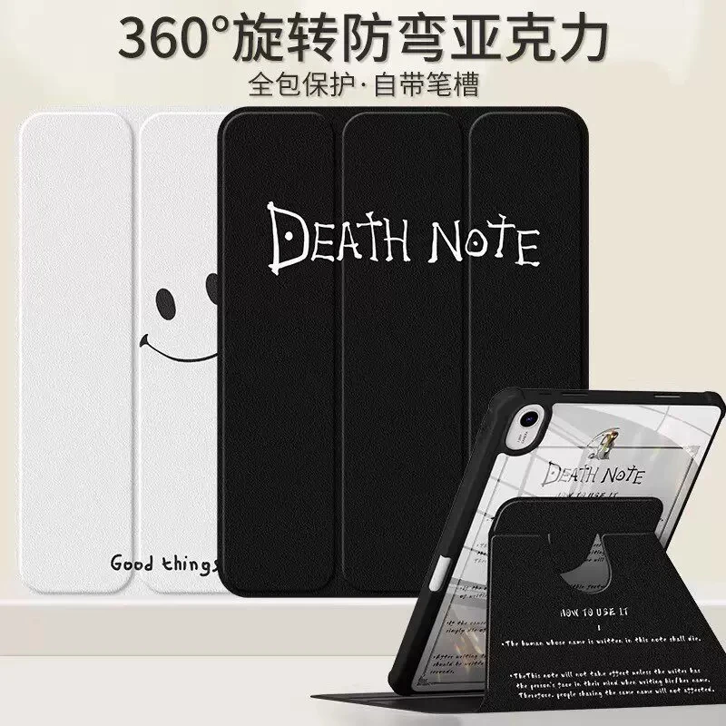 Black Notes in English Tablet Cover For iPad Pro 13 11th M5 M4 12.9 A16 8 7 9/10th Air 11 M2 M3 MINI 3-Fold Rotate Acrylic Case