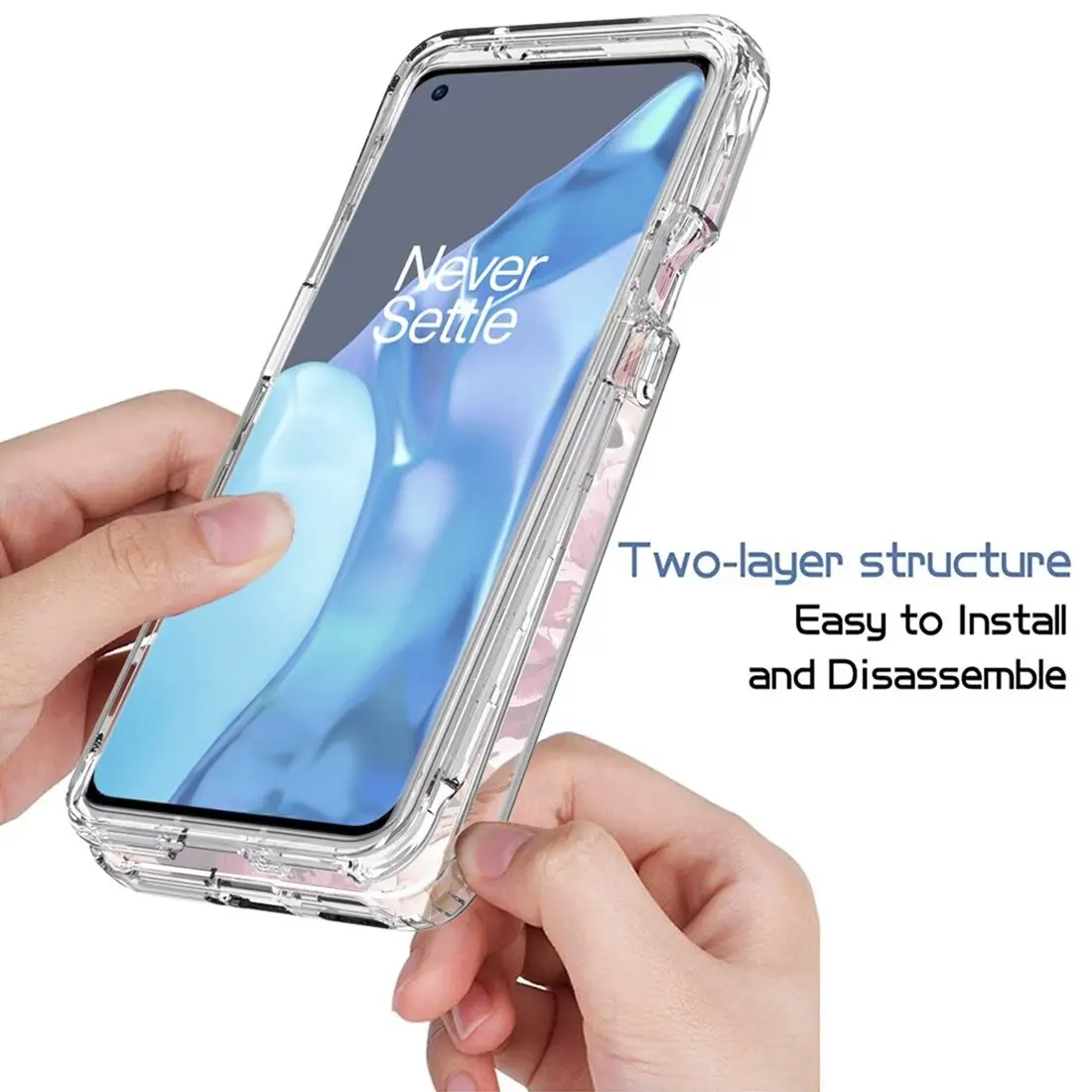 Picture 4: Crystal Clear 2 in 1 Shockproof Transparent Cases Hard Bumper Soft TPU Protective Cover for Oneplus 9 Pro Case ,1+9 Pro