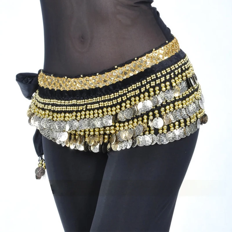 2022 Belly dance costume clothes indian dance belt bellydance waist chain hip scarf women girl dance with 248 gold coin 10 color