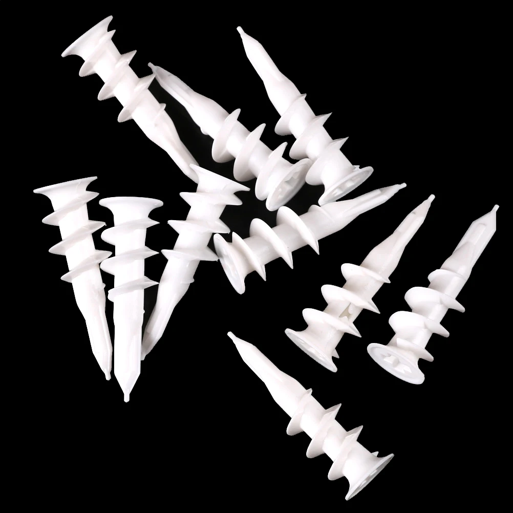 10pcs Drywall Nylon Ribbed Anchor; Self Drilling Wall Drywall Plastic Nylon Anchor for M4-M5 screws Plasterboard Anchor