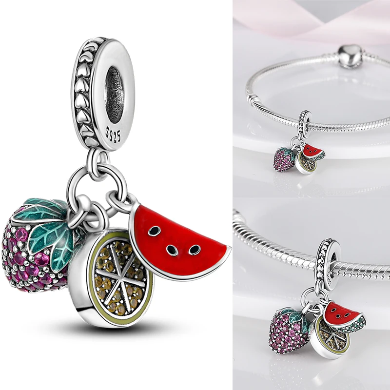 925 Sterling Silber Charm-Perlen Kaffee Ei Toast Sonne Mond Motorrad Schmetterling Frucht DIY Armband Halskette Geschenk für Frauen – Detail 18