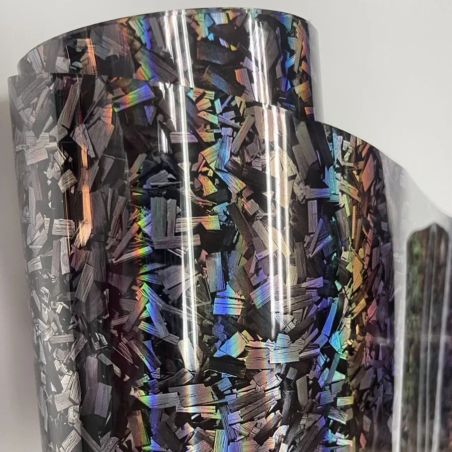 2025 pet brilhante laser holográfico corpo do carro laser forjando rolos de envoltório de vinil de fibra de carbono para carro