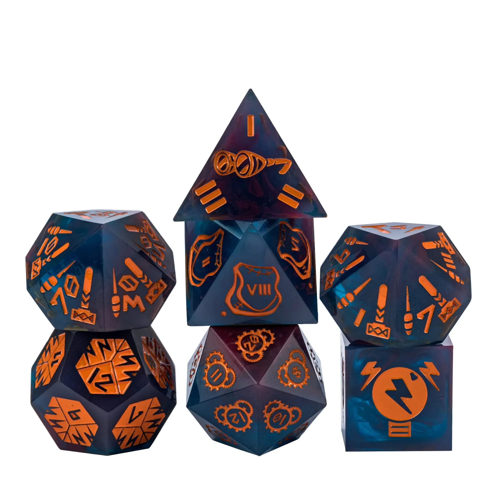 Cusdie New Roman Font Dice Set Handcrafted Sharp Edges D&D Dice Special D4-D20 Polyhedral Dices for Role Playing Table Games