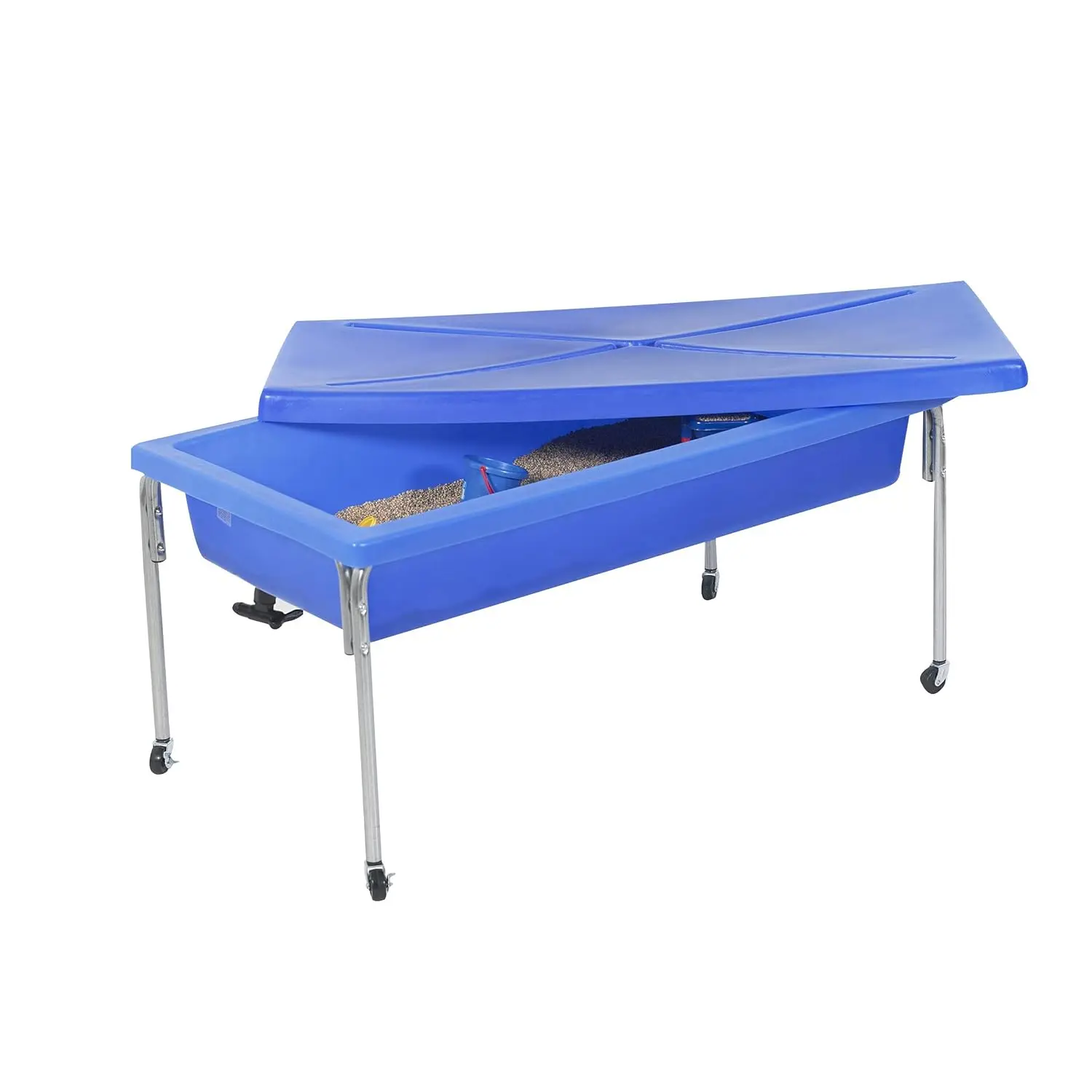 Children's Factory Sensory Sand and Water Activity Table and Lid Set for Preschool, Daycare, Classroom, Outdoor Play, 18”, Blue