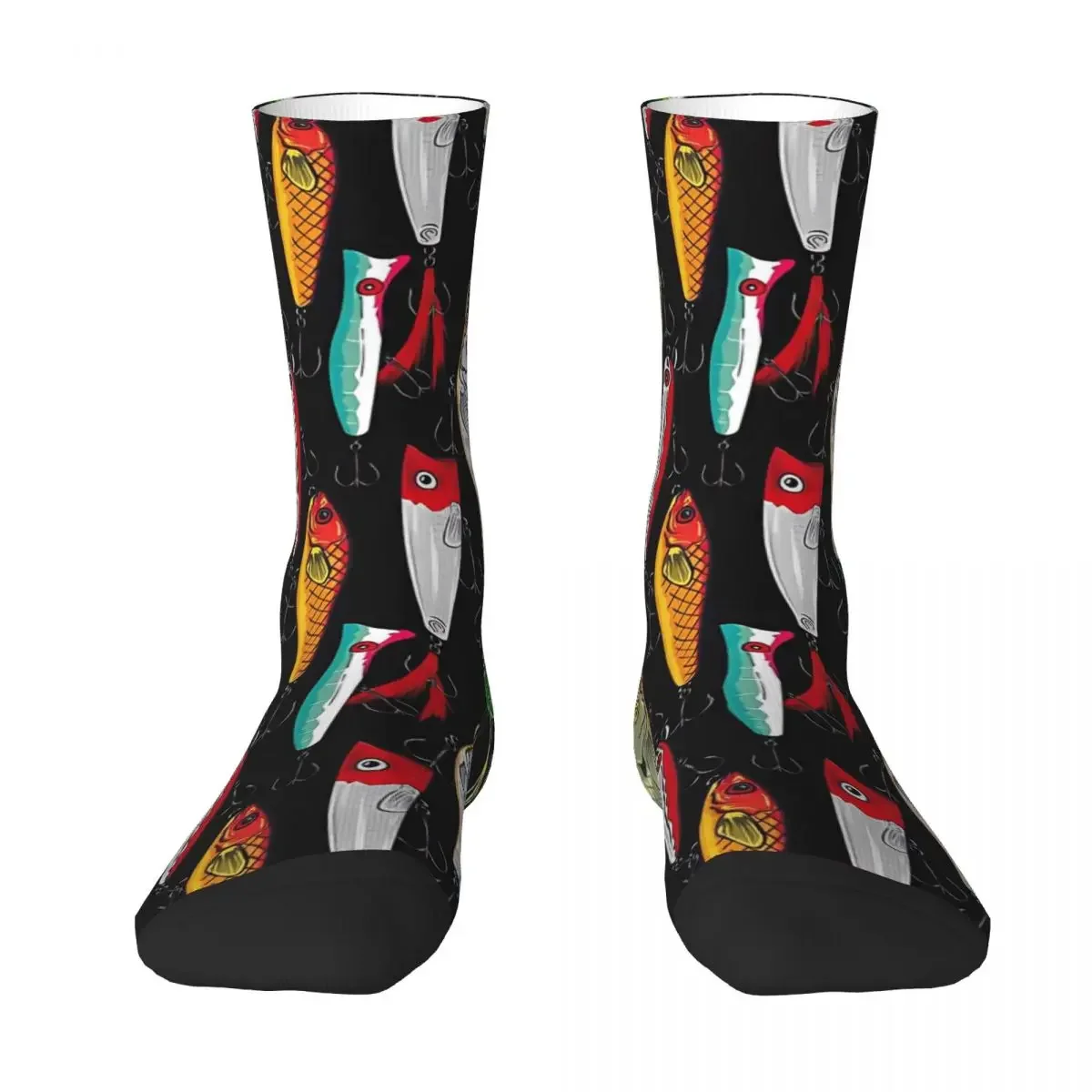 Fisherman Fishing Fish Bait Men Women Socks Cycling Novelty Spring Summer Autumn Winter Stockings Gift
