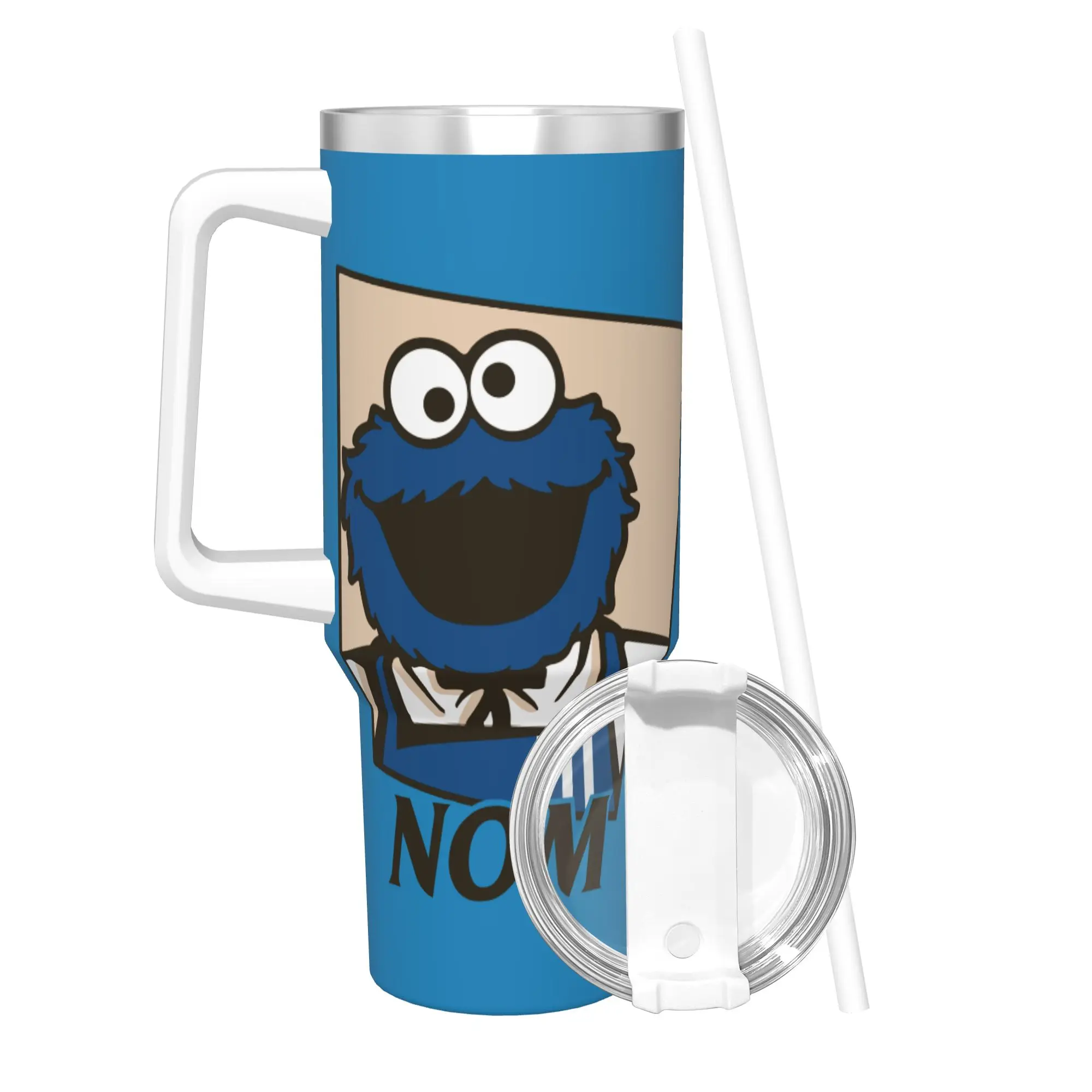 Stainless Steel Tumbler Cookie Monster Nom Coffee Mug  Portable Hot Drinks Car Mugs Travel Water Bottle