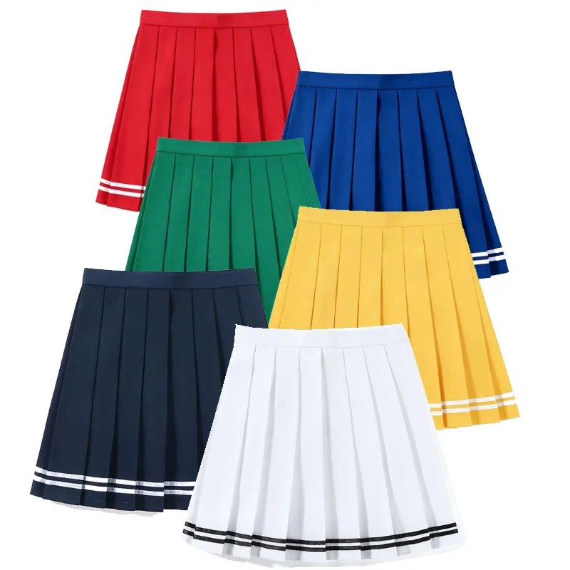 Candy Color High Waist Women Short Pleated Skirt JK Summer Japan Preppy Girls Dance Black Uniform Mini Skirt Zipper Faldas Mujer