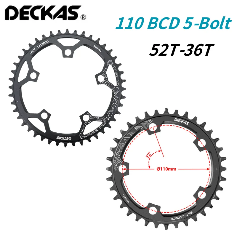 DECKAS 110BCD 5 Bolt Road Bike Narrow Wide Tooth Chainring 52T- 36T Bicycle Chainwheel forShimano forSRAM Crank Bicycle Parts