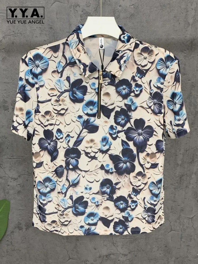 

Male Summer Comfortable Short Sleeved T-shirt Fashion Print Mens Casual T-shirts Daily Turndown Collar Pullover Cool Tops Tees