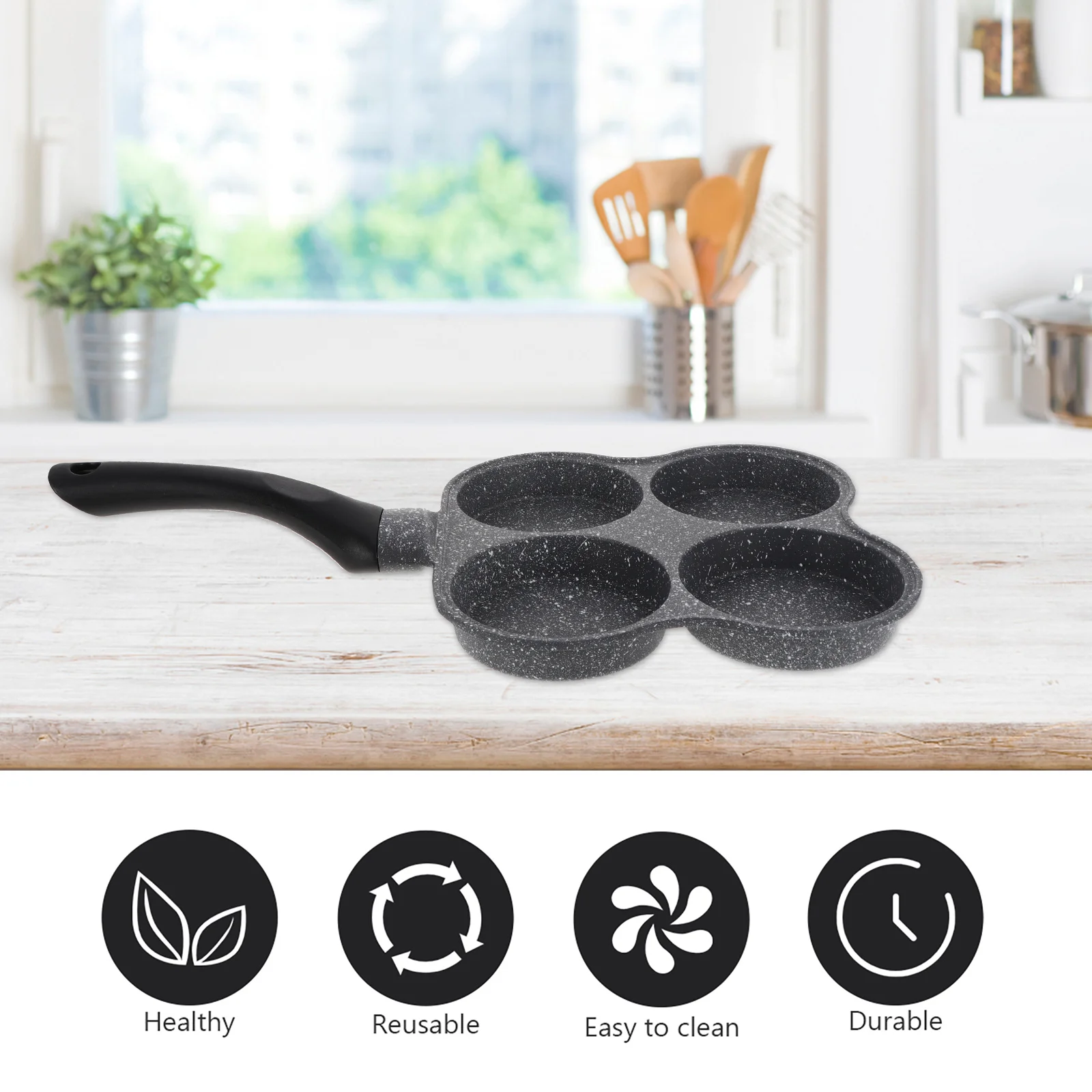

1Pcs Four Hole Egg Frying Pan Nonstick Omelette Pancake Fried Egg Mold Breakfast Kitchen Accessory Kitchen Accessory