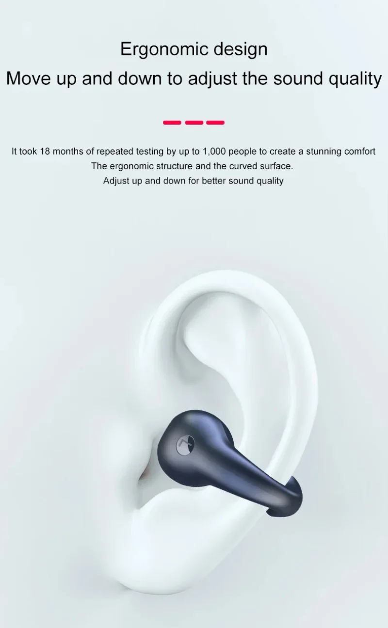Lenovo Ohrclip-Bluetooth-Kopfhörer mit extrem langer Akkulaufzeit, Over-Ear-Kopfhörer mit Geräuschunterdrückung und Knochenleitungstechnologie – Detail 8