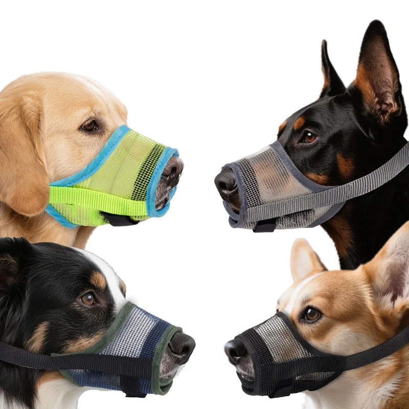 Breathable Dog Muzzle, Adjustable Mesh Anti Bite Anti Bark Mouth Cover, Pet Mouth Mask for Small Medium Large Dogs, Dog Accessor