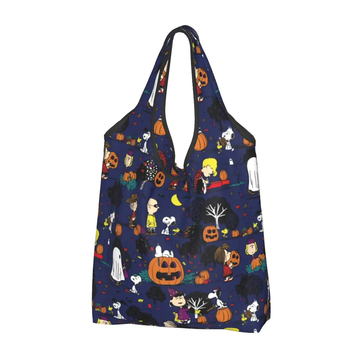 Custom Reusable Halloween Snoopys Dog Cortoon Comic Shopping Bag Women Tote Bag Portable Beagle Grocery Shopper Bags  Handbag