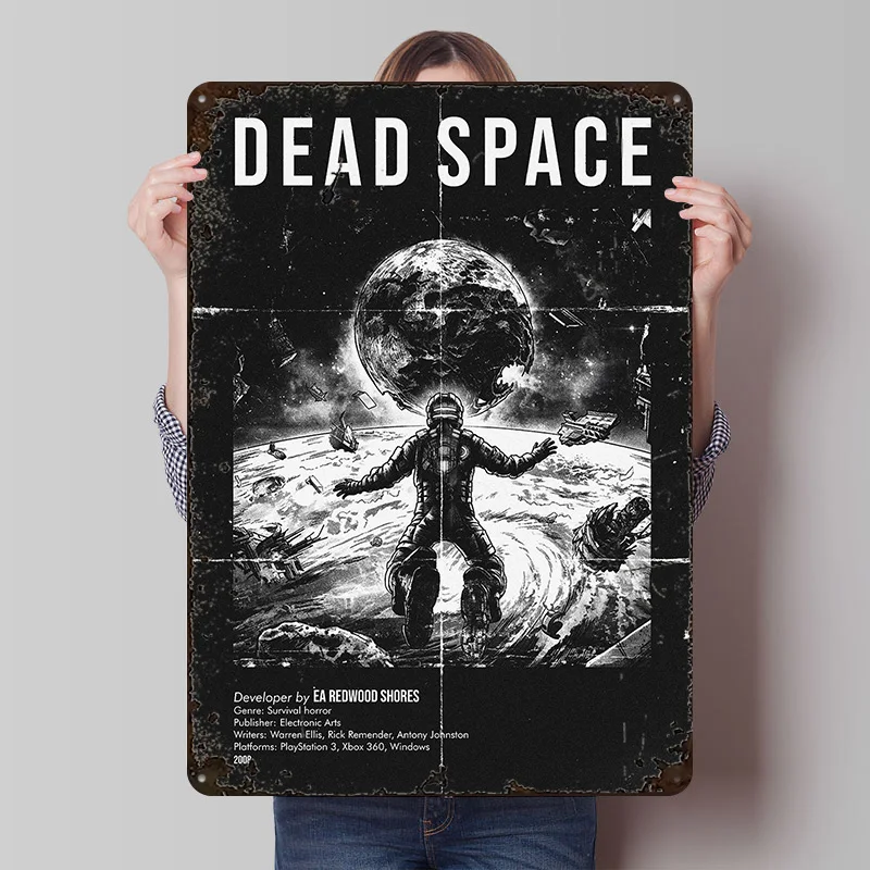 Dead Space Videospiel-Poster, Individuell Bedruckte Wandkunst, Retro Vintage Metallschilder für Luxuriöse Gaming-Inneneinrichtung