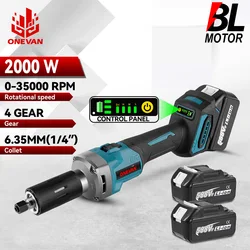 ONEVAN-Meuleuse électrique sans balais, 35000 tr/min, 2000W, sans fil, 4 vitesses, réglage, polissage, outil lointain pour batterie Makita 18V