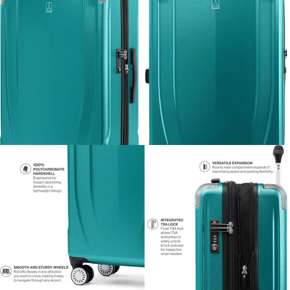 

Expandable Hard Shell Spinner Luggage, 8 Wheels, Lightweight, 28 Inch, Teal
