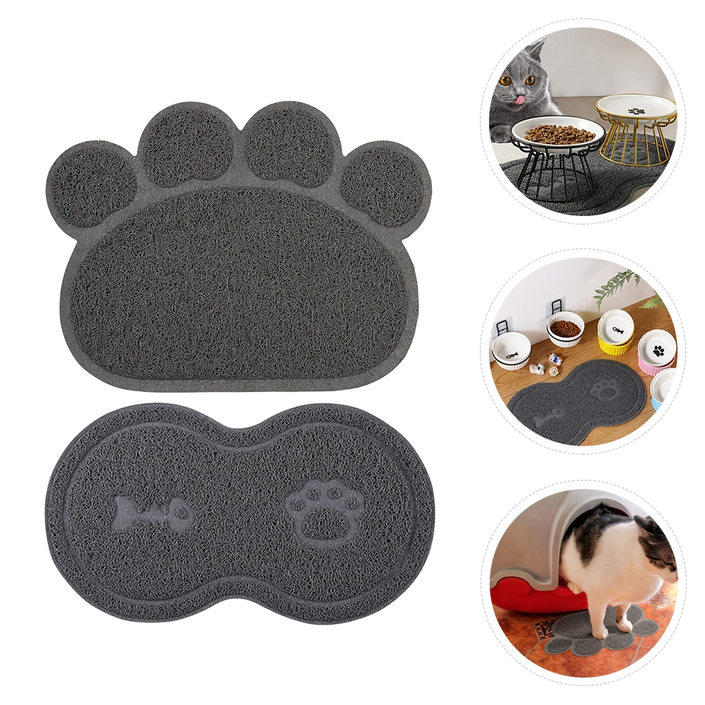 

2 Pcs Pet Bowl Pad Cat Food Tray Mat Dog Pads Puppy Feeding Water Dish Pvc Dinner Mats