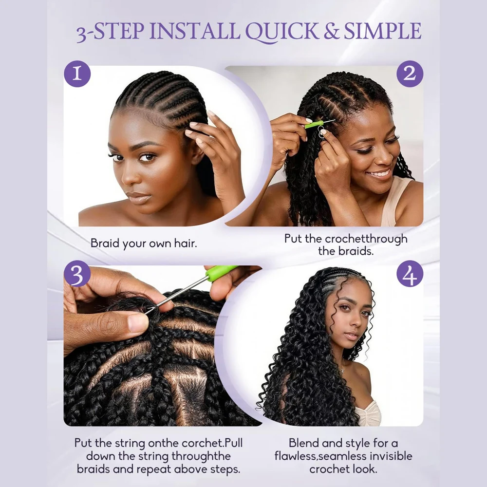 Human Crochet Hair for Black Women 14 - 24 Inch 60g 50 Strands Natural Black Burmese Curly Human Hair Bundles Pre-Separated Miracle Knots Feather Crochet 100% Human Hair Lightweight Reusable Hair Extensions - view 8