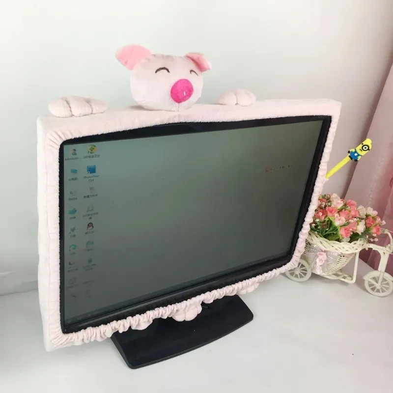 1 Pcs Computer Monitor Cover  Cute Cartoon Elastic Laptop TV LCD Screen Decoration Computer Screen Cover for Home Office