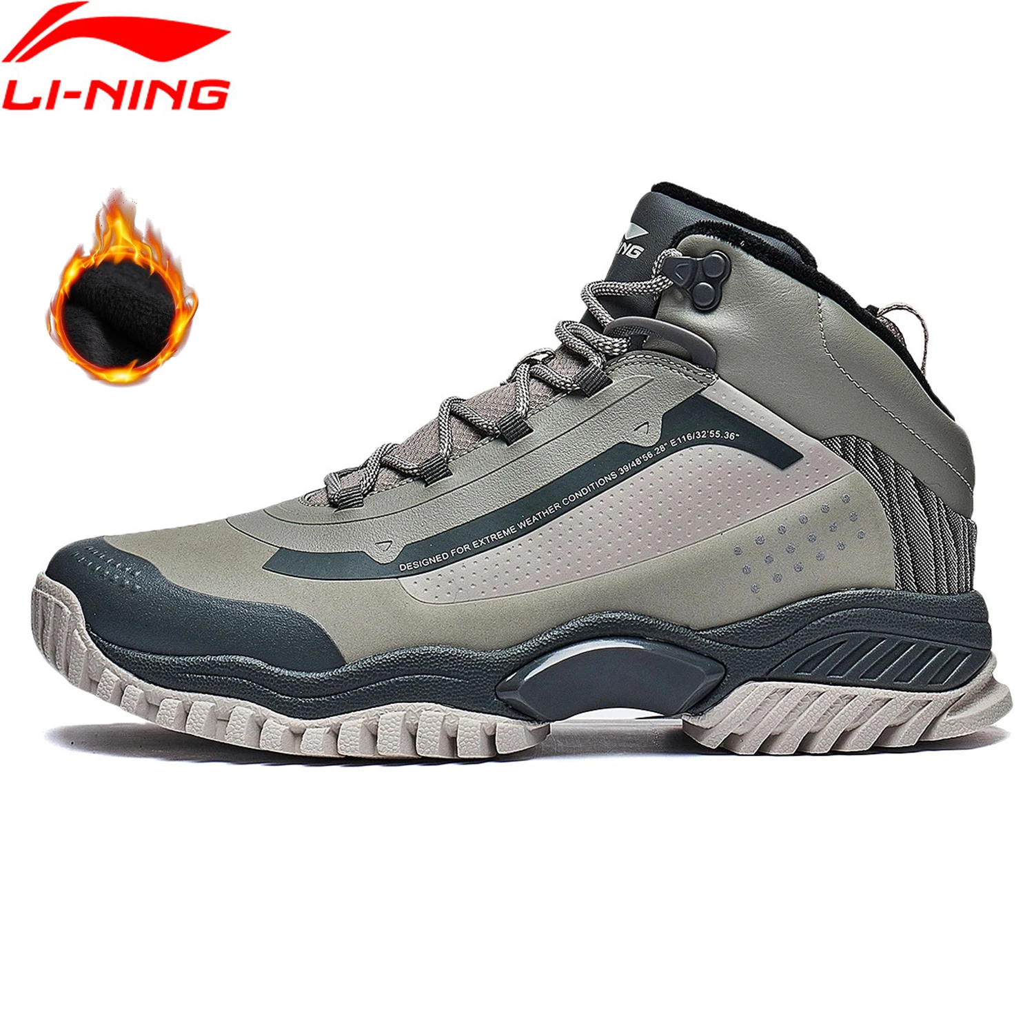 Li-Ning Men LN CONQUEROR LITE Lifestyle Shoes Winter Warm Fleece Wearable Sport Shoes Comfort Leisure Walking Sneakers AGLT183