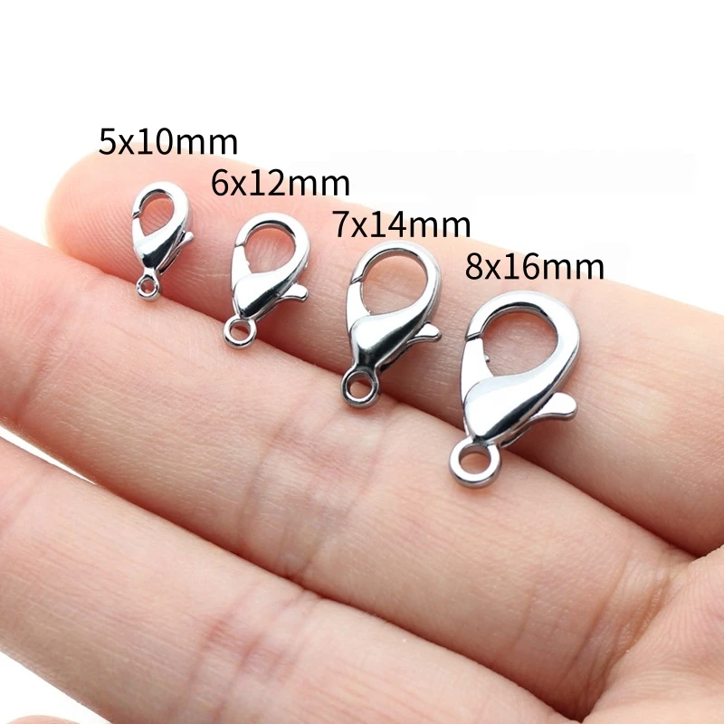 50 Stück/Lot Metallbeschichtete Karabinerhaken Bunte Legierungsverbinder für DIY Armband Halskette Ornamentherstellung Kettenzubehör – Detail 1
