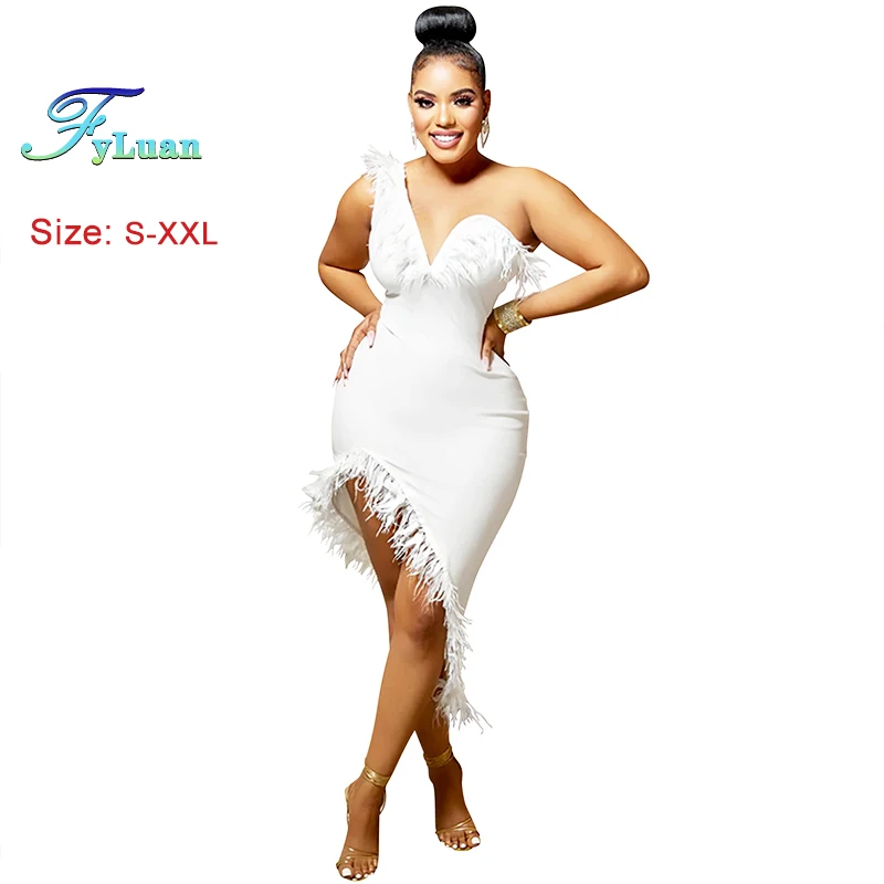 Nuevo un hombro Sexy mujer falda de longitud asimétrica sin mangas borlas decoración ceremonia vestido de niña trajes formales de vacaciones de graduación