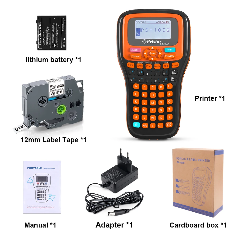 Portable Label Maker PS100E with PS100E Label Printer Case 3PK tze231 Label Tape Fx231 Replace for Brother P-Touch Label Machine