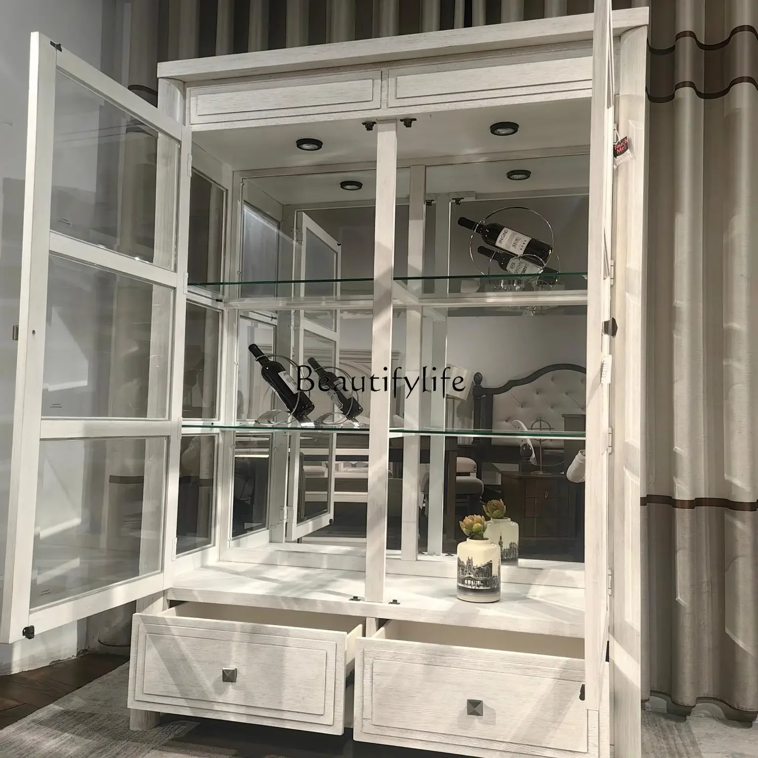 3 خزانة عرض أمريكية خزانة مشروبات (638-892) أمريكا الشمالية بلوط أبيض + خشب مطاطي