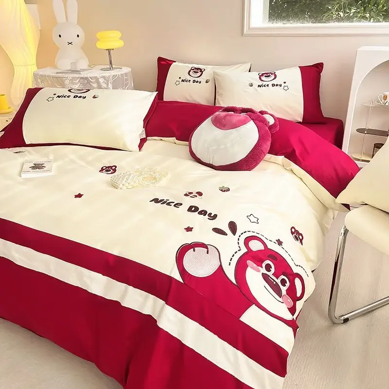 Disney Mickey Alien Lotso New Cute Creative Cartoon Pattern Soft Skin-Friendly Cotton Bed Sheets and Quilt Covers Four-piece Set