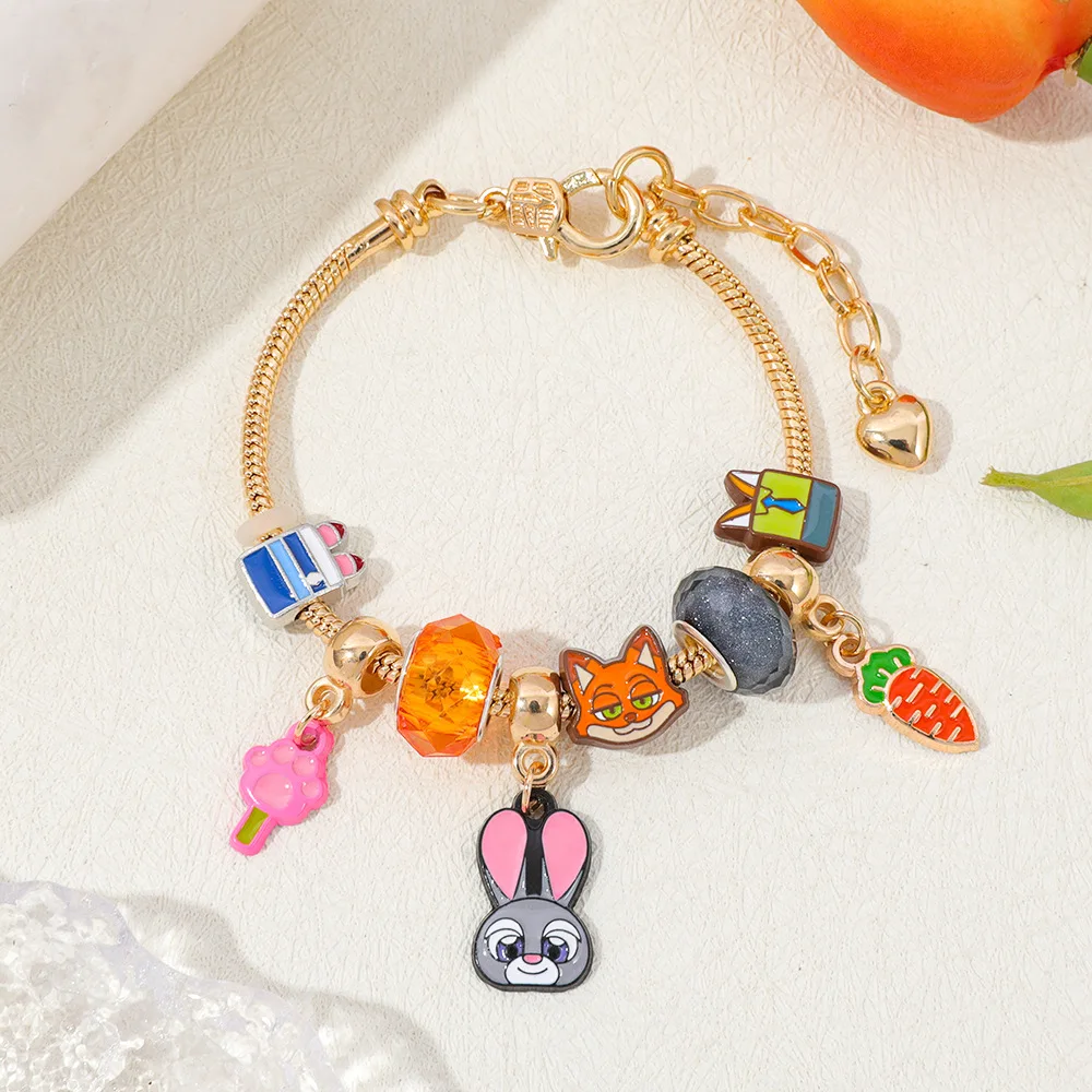 Zootopia 2 Kit de pulsera de cuentas DIY Colgantes de Nick y Judy Joyería de película personalizada para fanáticos Regalo creativo para amantes de la película