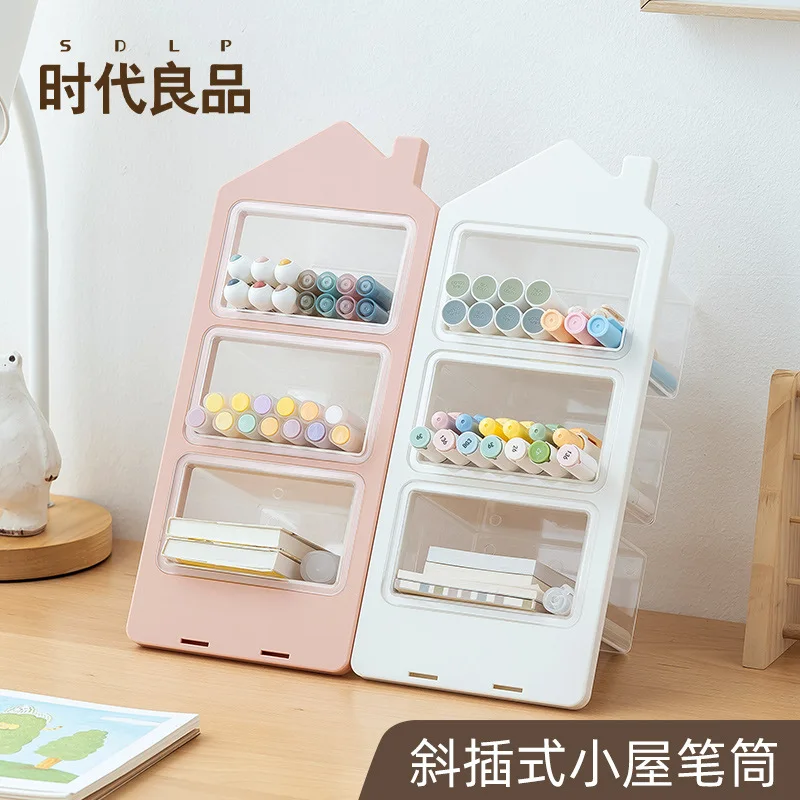 Removable Oblique Insertion Pen Holder Multi-function Large Capacity Student Desktop Plastic Storage Box Creative Cute Pen Rack