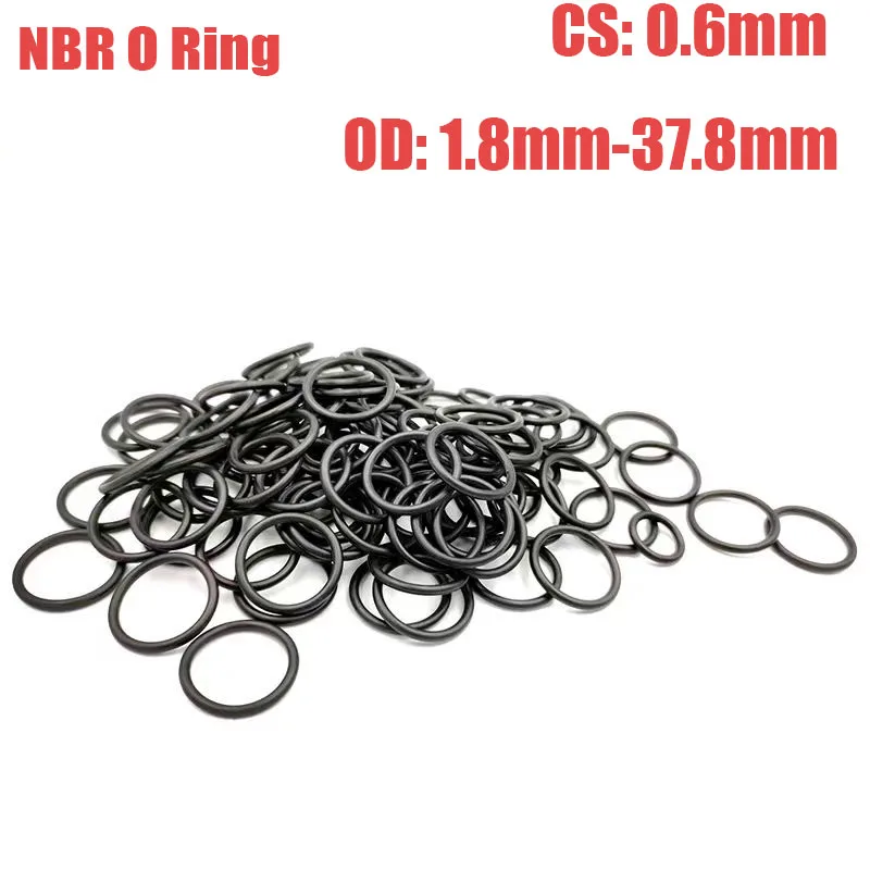 40Pcs O Ring CS 0.6mm OD 1.8-37.8mm Sealing Washer Nitrile Rubber O-ring Plumbing Gaskets Oil Resistant High Temperature Oring
