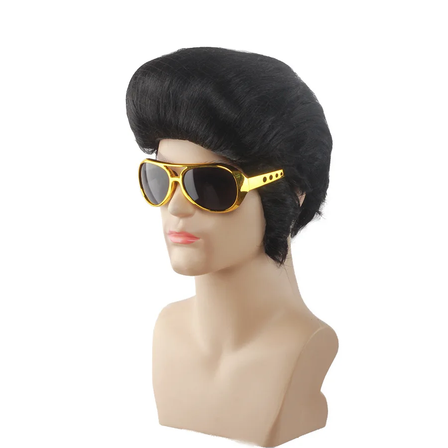 Black big back singer wig rock disco wig bar PROM synthetic wig