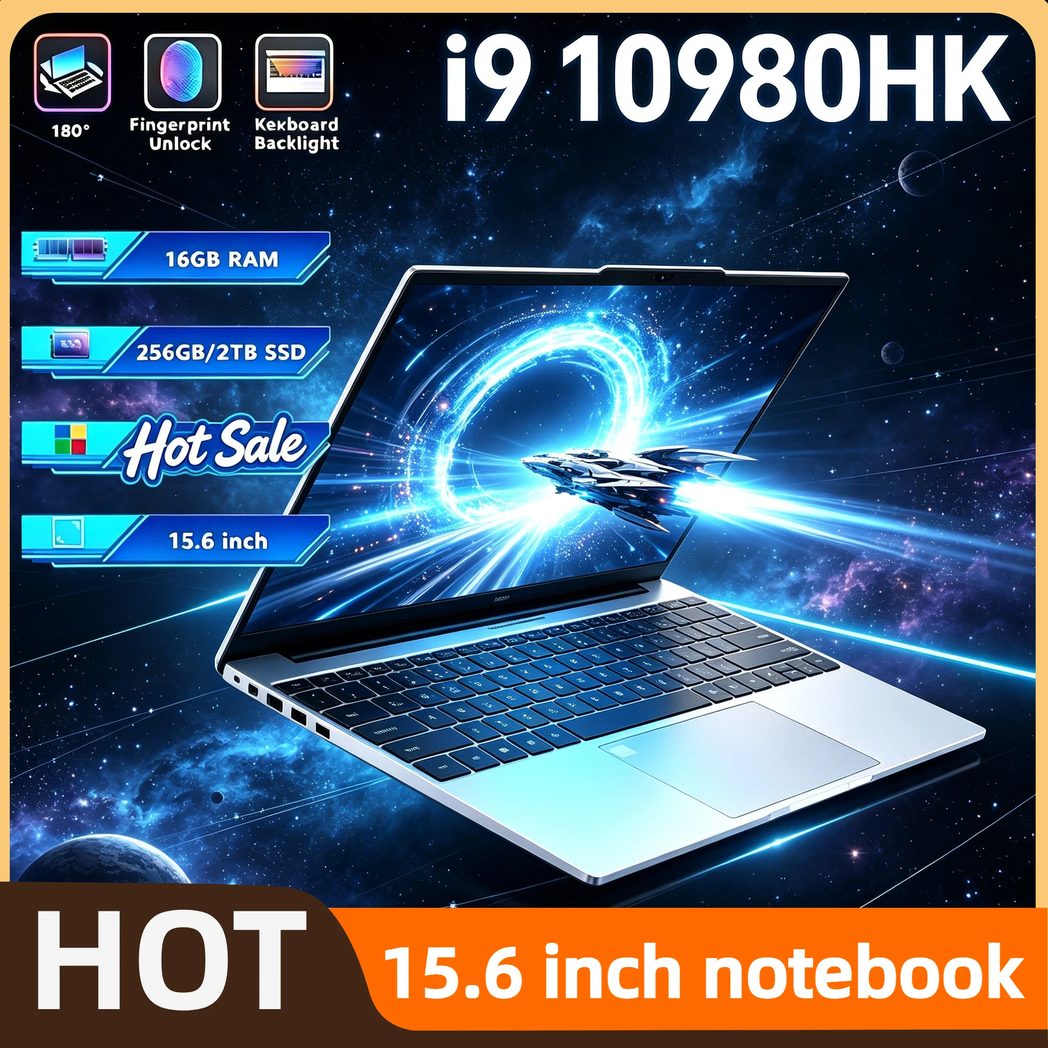 Intel Core i9 10980HK 15.6 Inch Gaming Laptop 32GB RAM 2TB SSD Fingerprint Unlock WiFi 6 4K Ultrabook Pro Max Speed Design