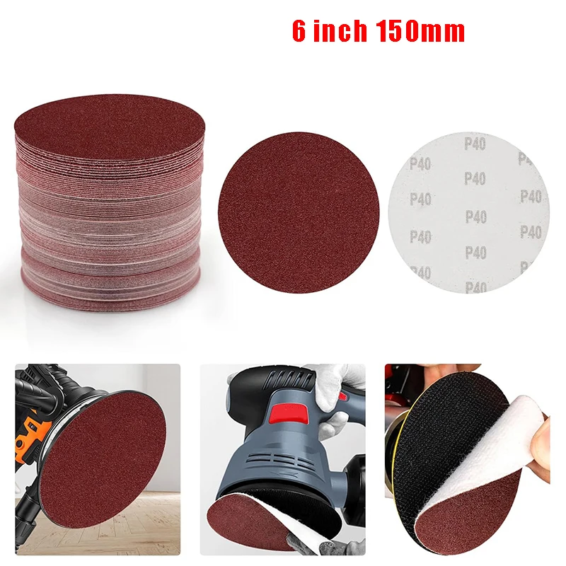 5/15PCS 6 Inch 150mm Sanding Discs Hook and Loop 40-2000 Grits Sandpaper for Random Orbital Sander Woodwork Polishing