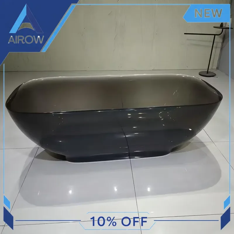 for Modern Freestanding Transparent Resin Bathtub Air Massage Eco Friendly Soaking Tub for Bathroom Hotel Villa Indoor Use