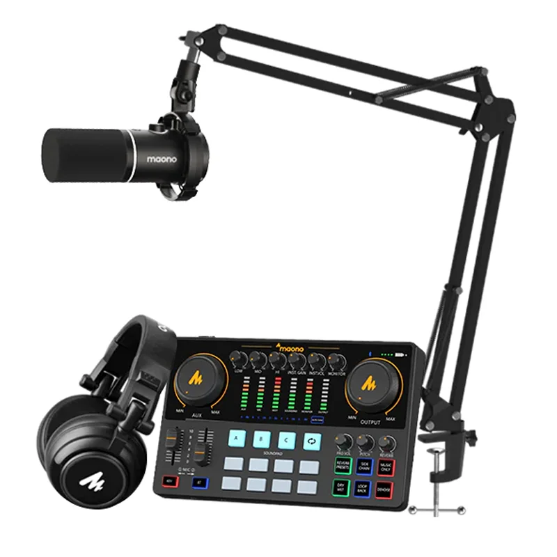 MAONO XLR/USB Dynamic Microphone, RGB Podcast Mic with Software for Streaming, Gaming, Recording, Voice-Over, Metal Microphone