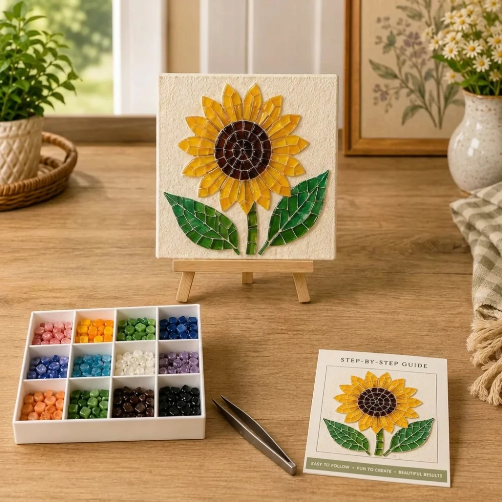 Pièces de verre colorées, kit d'art en verre marin DIY sur le thème de l'océan, créatures marines inspirées de l'océan, art en verre concassé en forme d'animaux, chevalet en bois