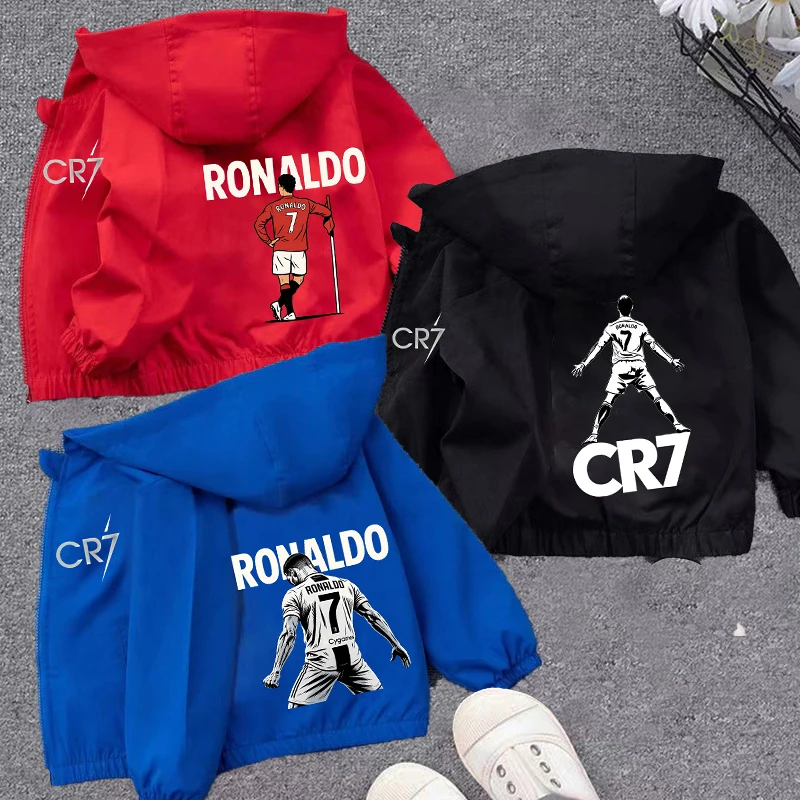

Football Star Ronaldos KID Hoodie Jacket CoatsBaby Girl Boy Cartoon CR7 Long Sleeved Zipper Windbreaker Kid Waterproof Outerwear